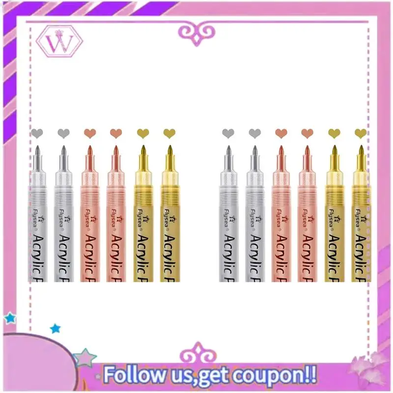 

2Set Acrylic Paint Pens - Gold,Silver And Rose Gold Paint Pens, Metallic Marker Pens ,Water-Based Metallic Paint Pen Set