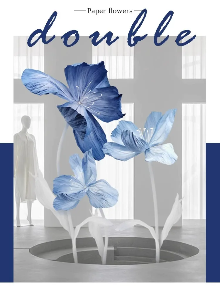 

Blue butterfly large paper art flower wedding road guide window arrangement