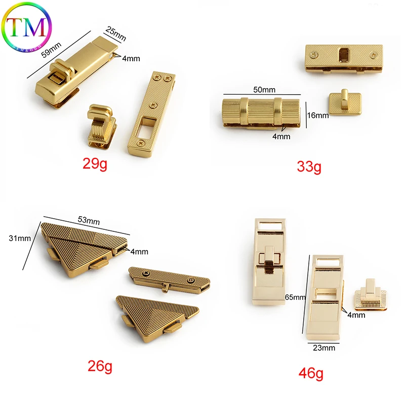 Triangle Square Metal Closure Clasp Turn Locks Clasp Twist Lock For DIY Handbag Craft Bags Purse Luggage Durable Hardware Parts