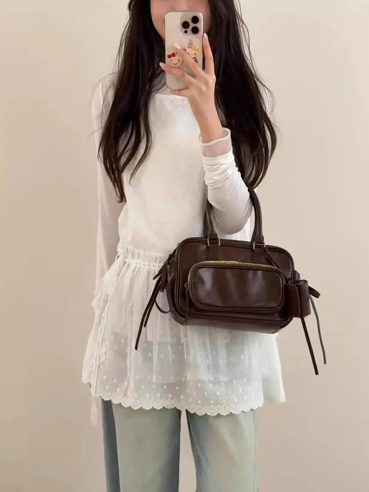 

Женская кружевная многослойная юбка А-силуэта с поясом, новая весенняя коллекция, белая, в корейском стиле