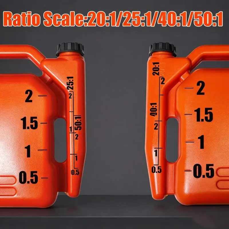 Dual-Port 2.0L Two-Stroke Fuel Mixing Bottle Clear Scale Engine Oil Mix Container for Boat ATV Lawn Equipment