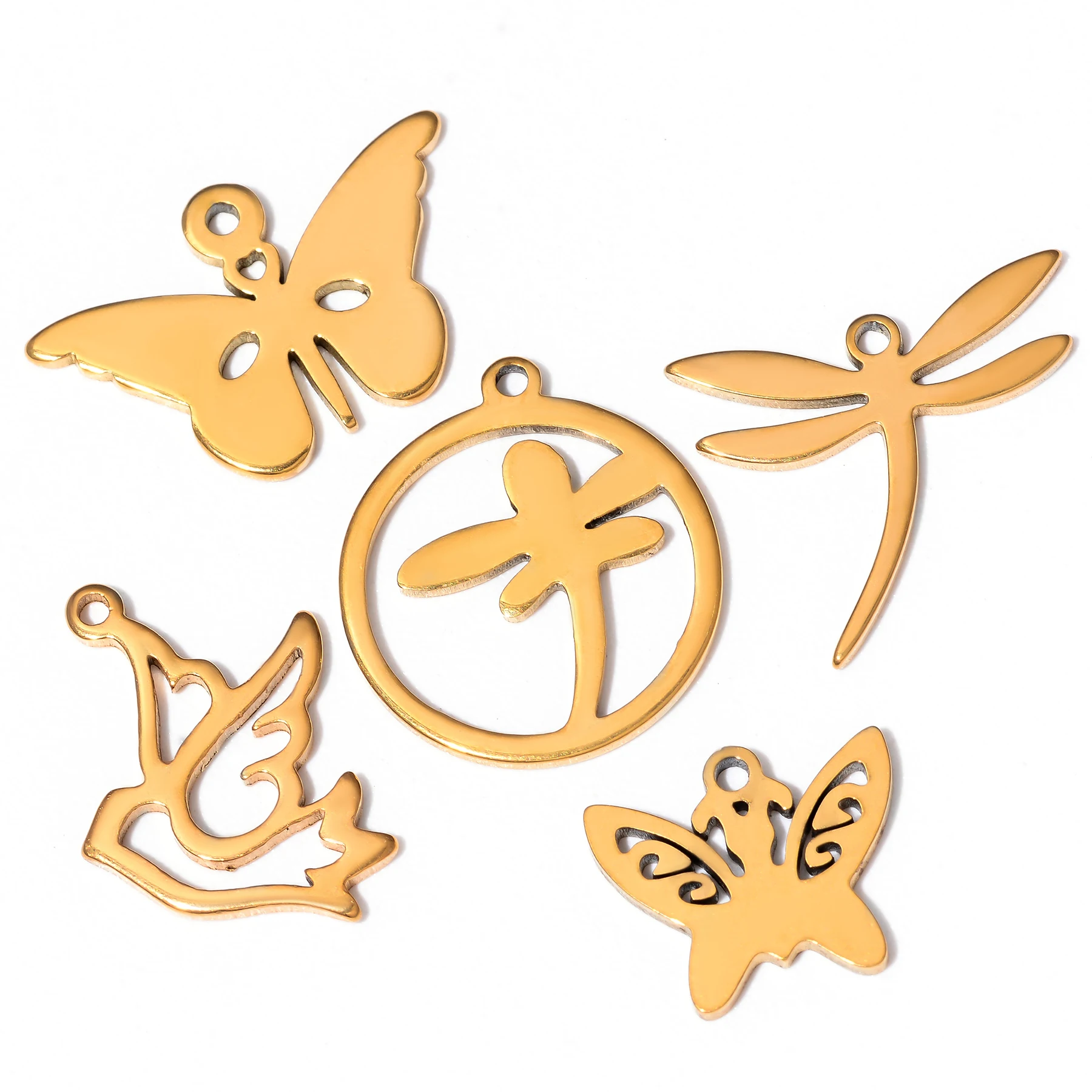 

10pcs Butterfly/Dragonfly Animal Charms Stainless Steel Pendants for Making Anklet Bracelet Necklace DIY Handmade Accessories