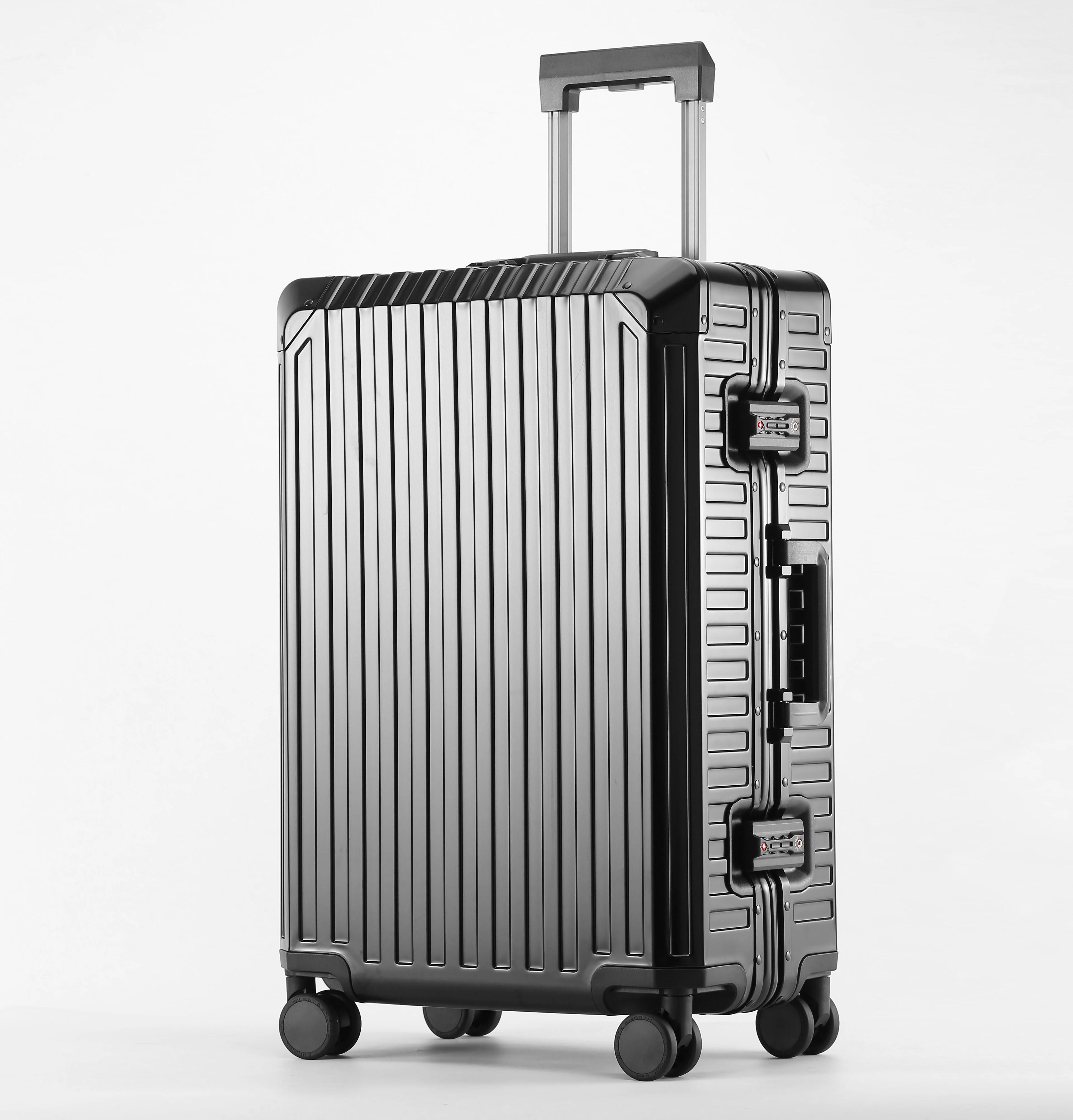 Nieuwe Stijl Alle Aluminium 20 "24" 28 "Inch Reiskoffer Carry op Luxe Koffer Metalen Trolly tas Universele Wielen