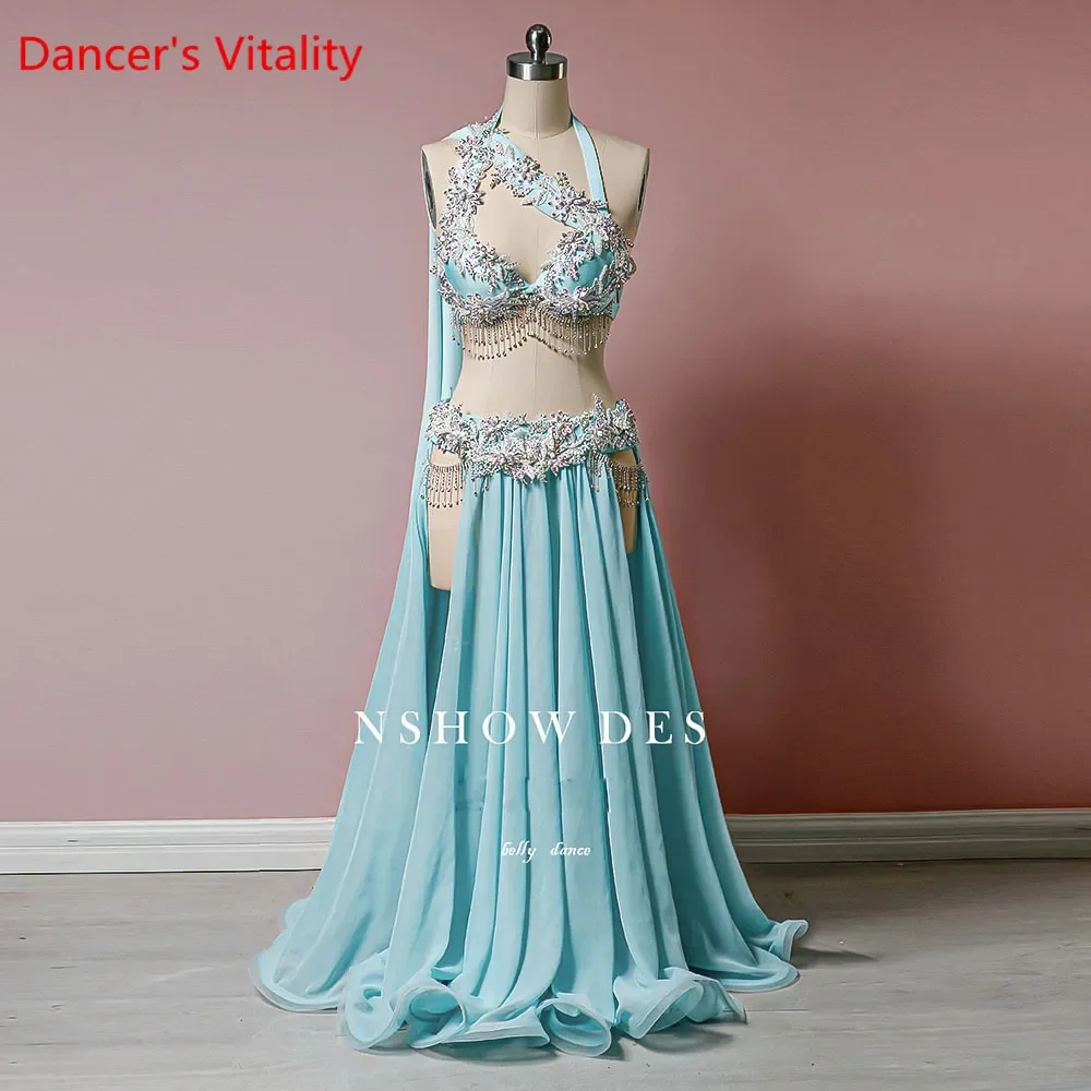 

Exotic Dancewear Women Belly Dance Performance Suit Bra and Chiffon Skirt Customized Child Adult Oriental Danc Competition Set