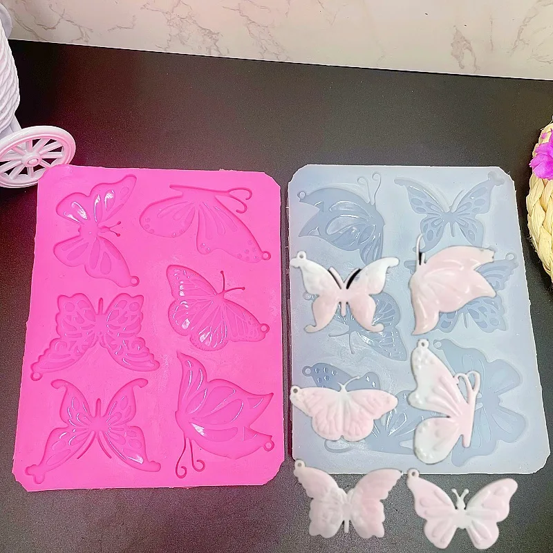 6butterfly pendant keychain silicone mold butterfly fondant cake surrounding border decorative chocolate printing mold