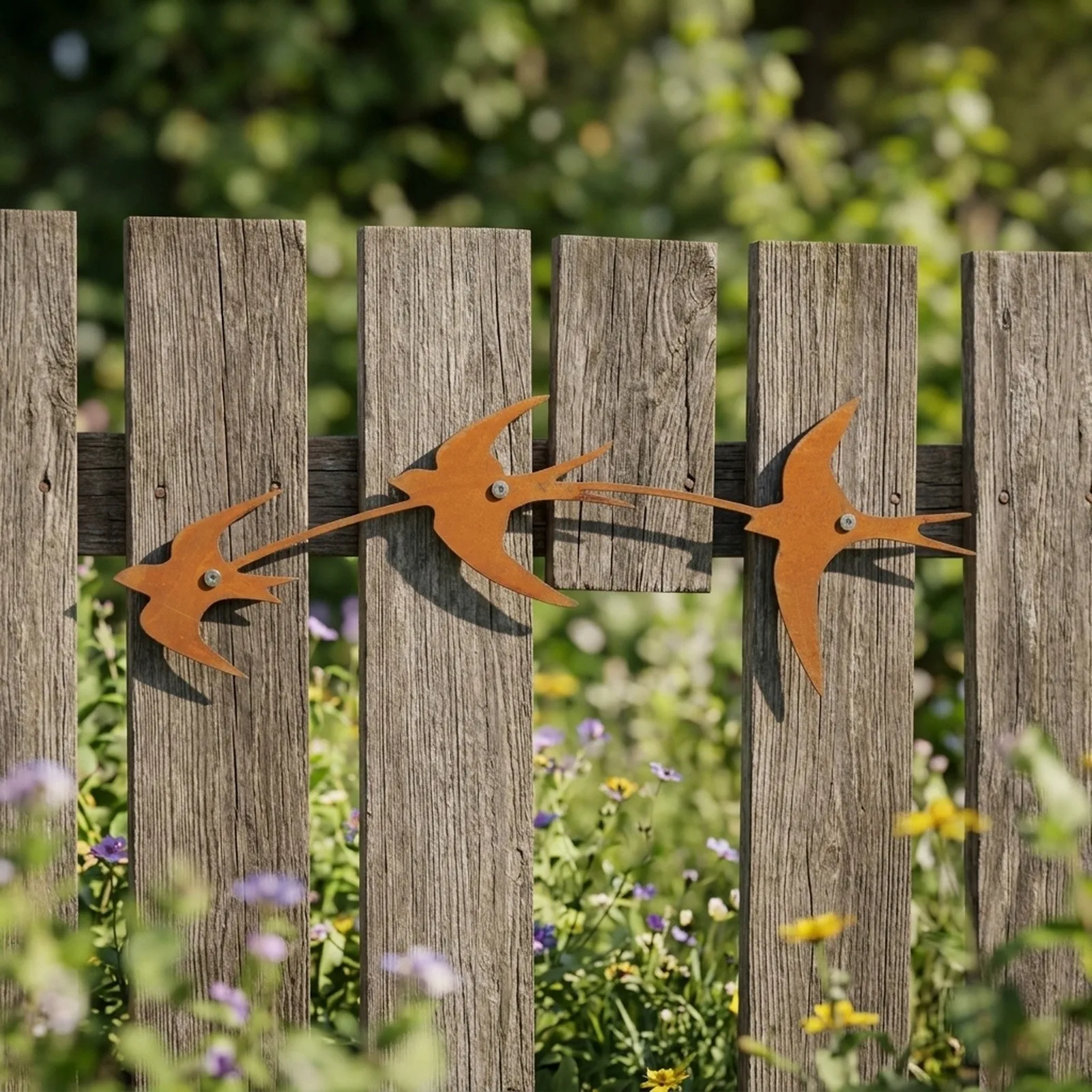 Three Swallows Wall Decor Garden Charm Accent Rusty Bird for Accent Metal Wall Decor Set Of Three Birds Vintage Design