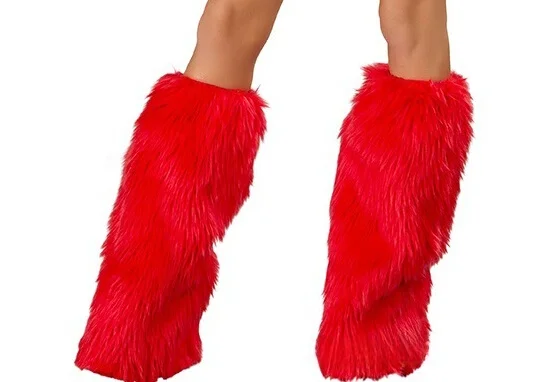 أغطية قدم من فراء Cisas للهالوين باللون الأحمر والأبيض طويلة ort Cisas Accories ملابس نسائية عرقية للمسرح