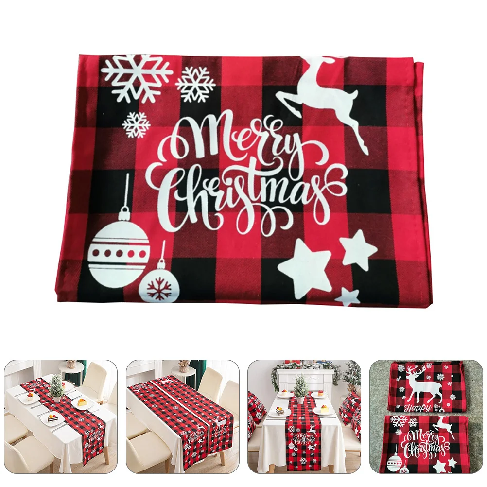 

1Pcs Christmas Table Runner Lattice Tablecloth Foldable Washable Lightweight Cloth for Dining Buffet Picnic Xmas