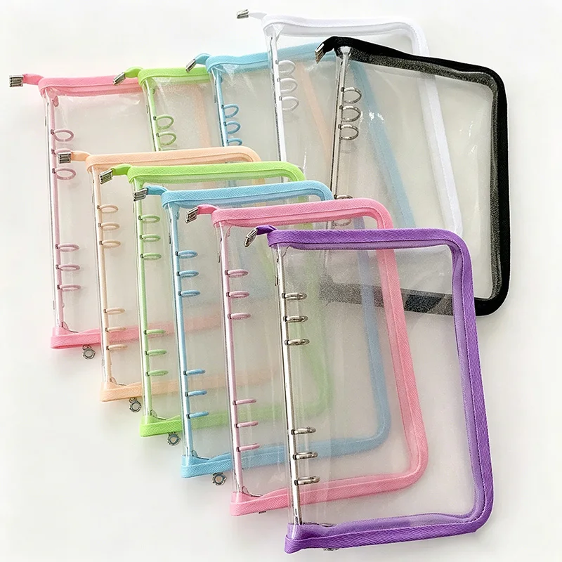 

A5 Binder Cute Transparent Binder Notebook Filing Cabinet A5 Ring Pockets Leaf Filing Cabinet A5 Macaron Binder HYJ02