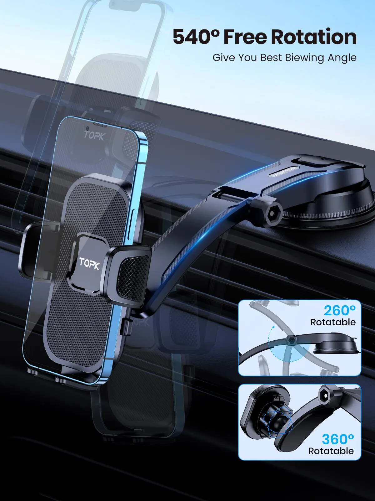 TOPK Car Phone Holder Gravity Stand for iPhone Xiaomi Samsung Car Mobile Support for Dashboard Windshield Air Vent Phone Mount