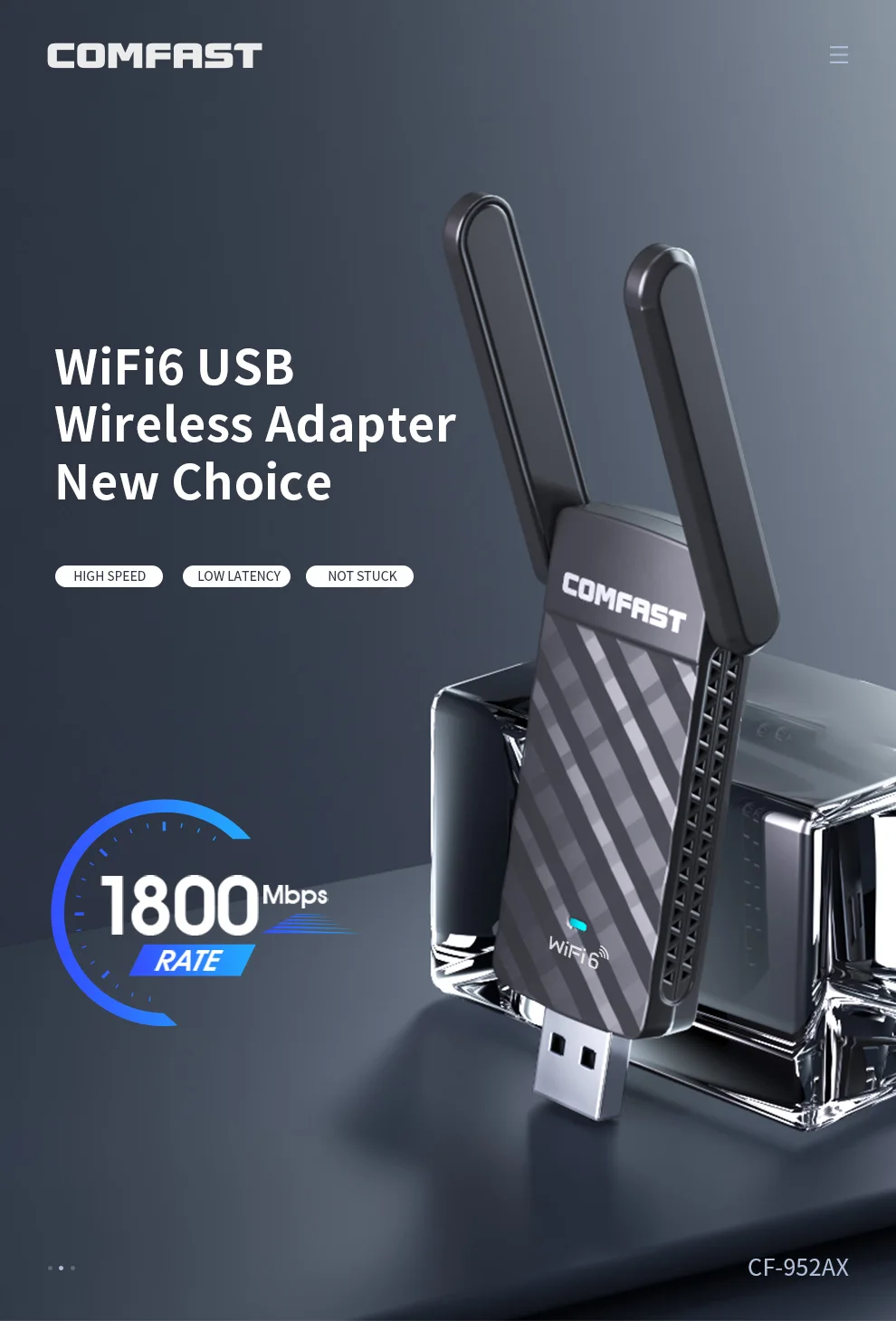 Adaptador USB WiFi 6 de 1800Mbps 802.11AX 2,4G/5GHz USB3.0 antena de tarjeta de red inalámbrica Dongle Wi-Fi RTL8832BU para Win 10/11 PC