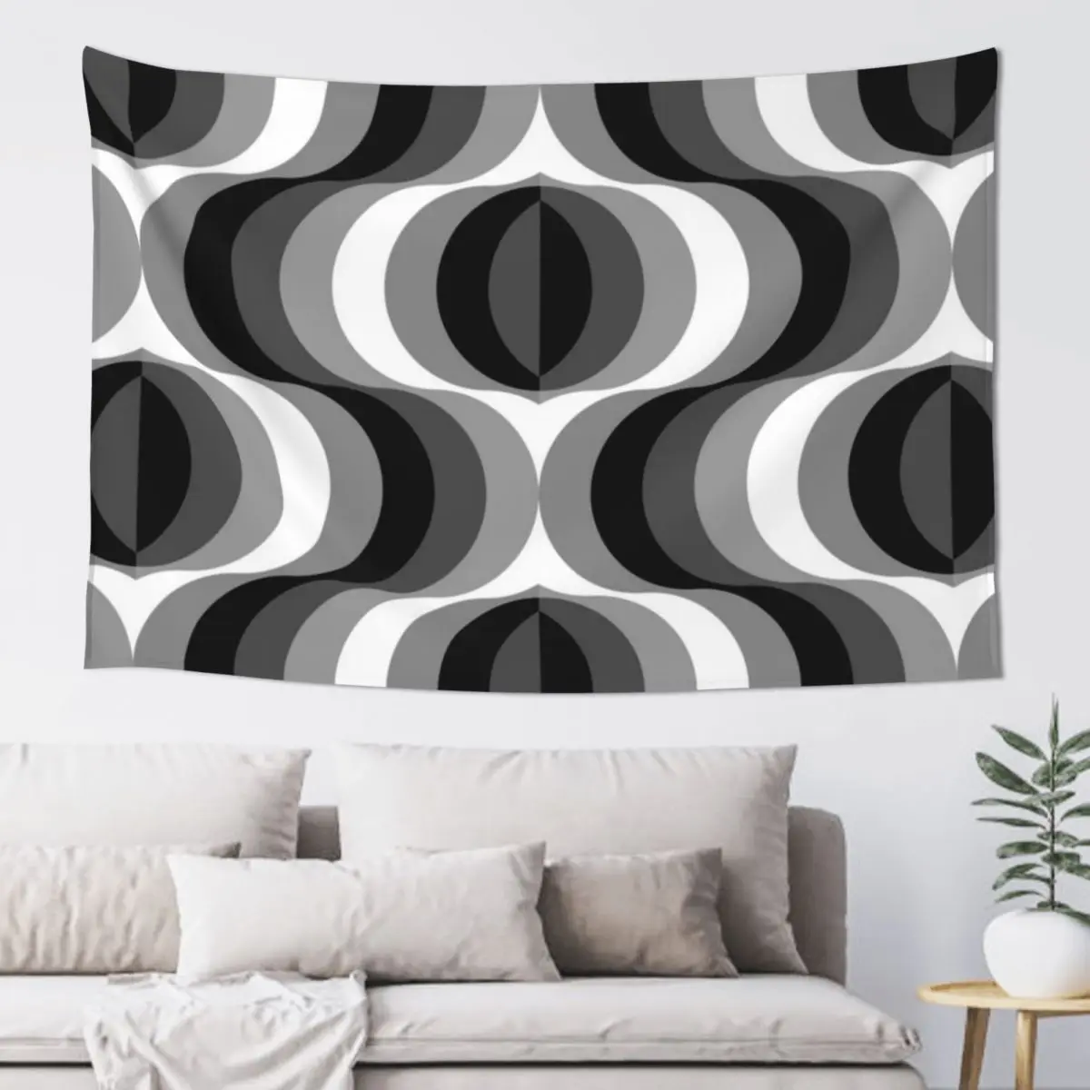 

Large Seventies zigzag black and white waves Tapestry Room Aesthetic Wall Hanging Wall Hanging Wall Tapestry