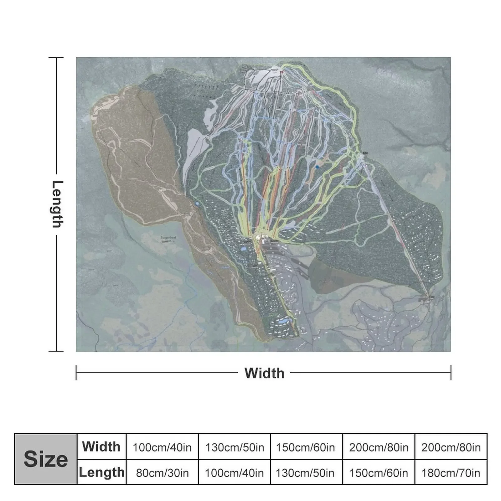 Sugarloaf Resort Trail Map Throw Blanket Weighted Cute Shaggy Blankets