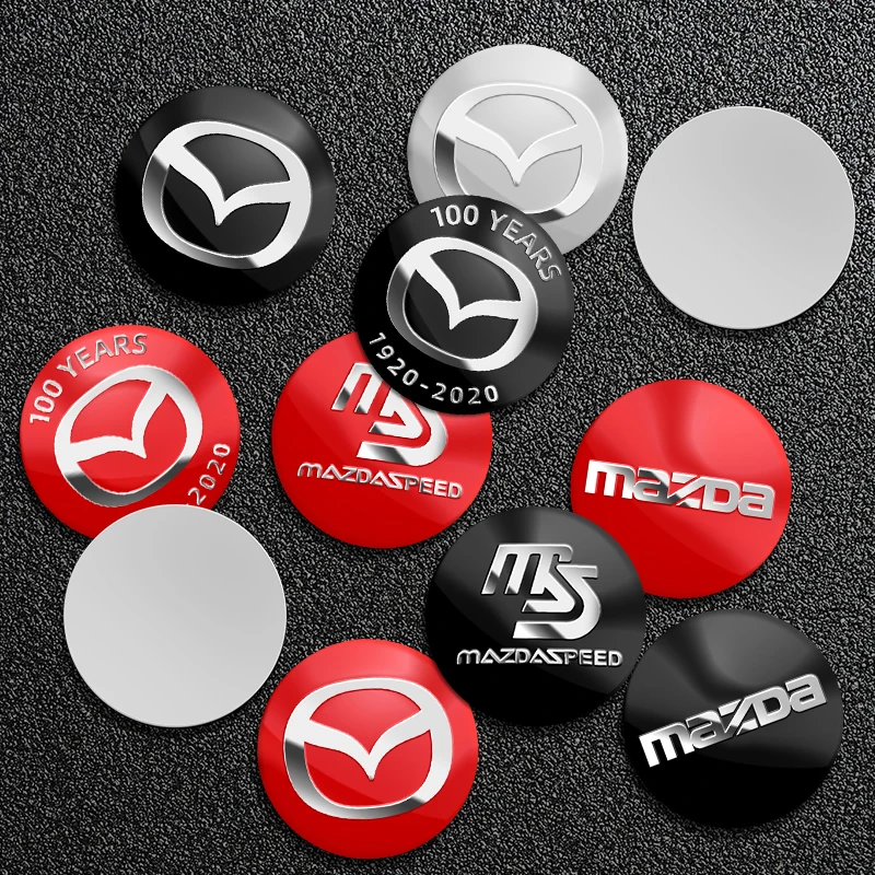 4PCS 56mm 100 Years Corporation Car Wheel Center Hub Caps Emblem Stickers For Mazda Speed Atenza MX3 MX5 Axela MX MS Accessories