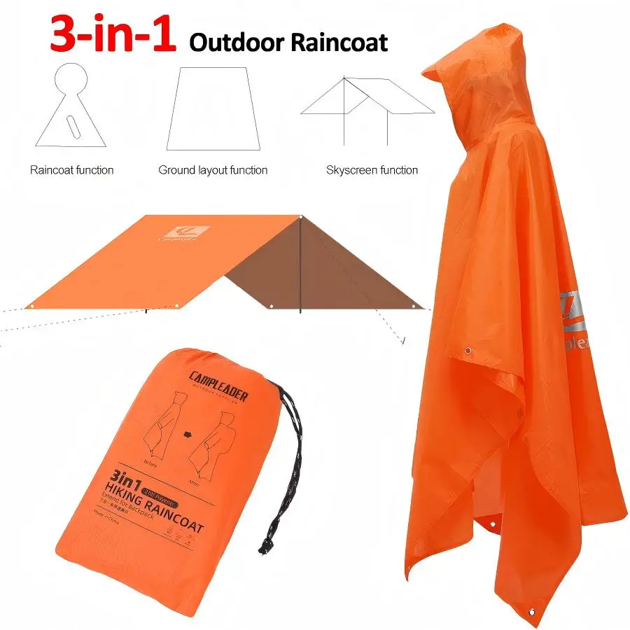 3-in-1 wasserdichter, leichter Unisex-Regenmantel zum Wandern, Regenmantel, Wandern, multifunktionale Outdoor-Aktivitäten, Regenausrüstung, Zeltabdeckung – Detail 12