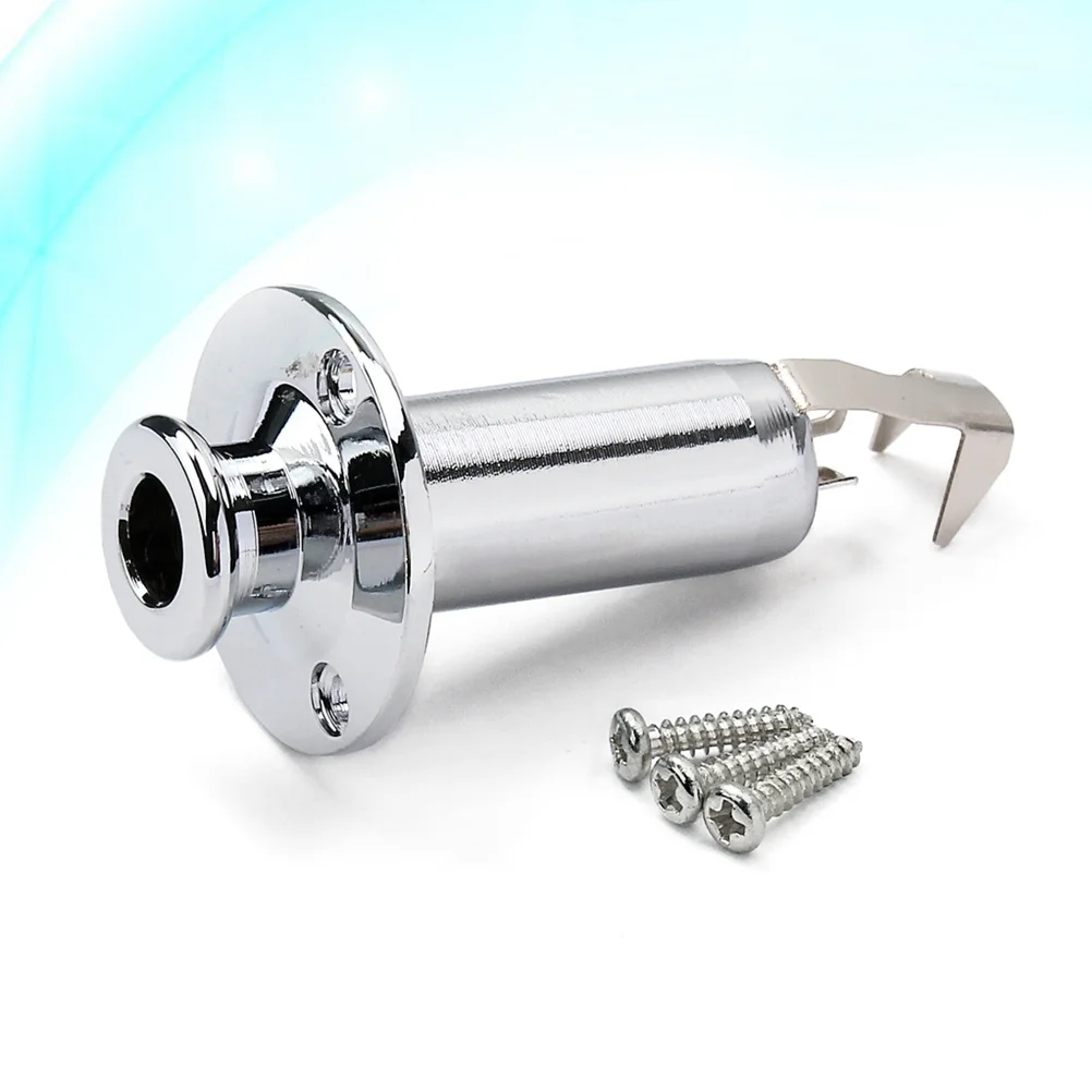 스테레오 모노 실린더 출력 잭 6.35mm 크롬 엔드핀 어쿠스틱 일렉트릭 기타 베이스 사이드 마운트 잭 업그레이드