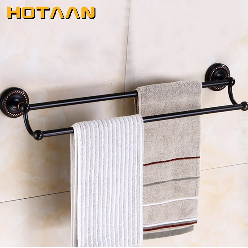 Antique Black Bathroom towel holder,Double towel bar,  towel rack  solid brass  towel rack 30/40/45/50/60cm YT-12298-H