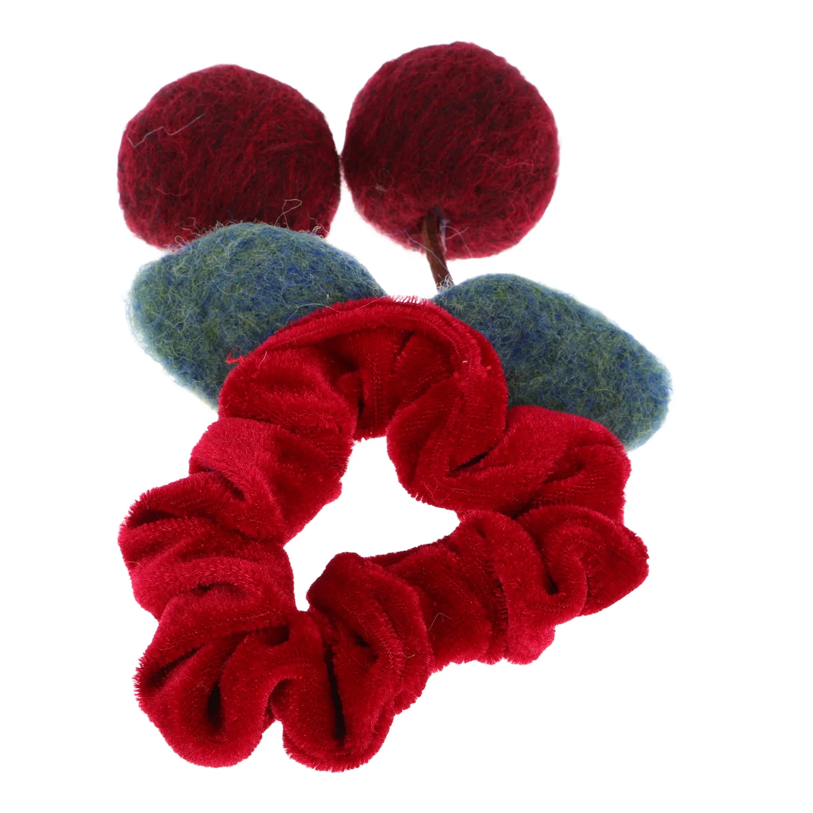 

Hair Ribbon Wool Felt Tie Ponytail Holders Large Intestine Band Scrunchy For Girls Party Favors Accessory Women Red Small