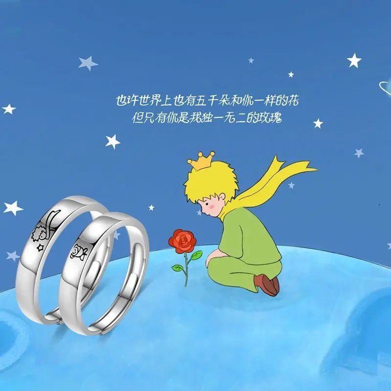 The Little Prince and Rose Concept Design Couple Ring for Men and Women Instagram High end Best Friend Ring Birthday Gift