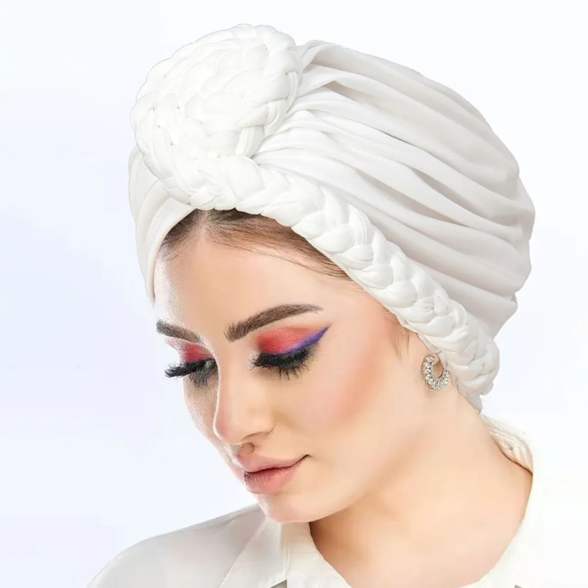 Muslim New Multi-colored Braid Headscarf Fashion Round Cake Braid Side Women's Hat Streetwear  Bastet