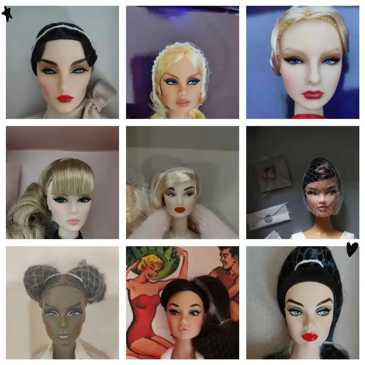 30cm Original FR head FR doll heads Fashion license head quality doll heads girls Dressing DIY toy parts