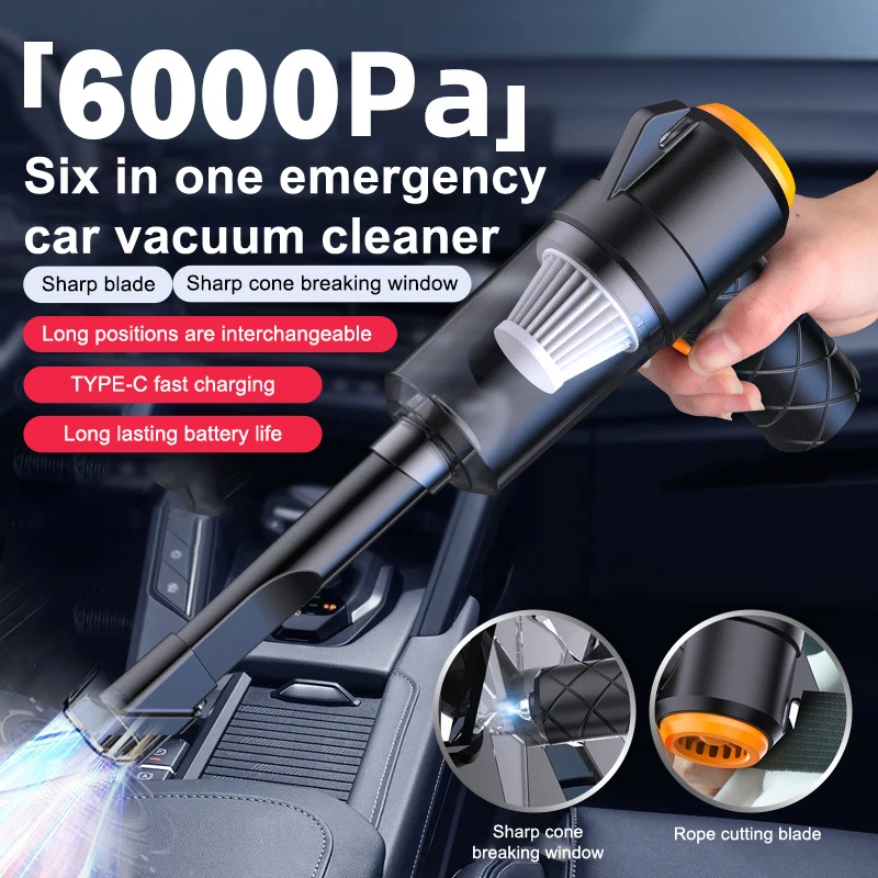 

6000Pa Handheld Car Vacuum Cleaner Portable Powerful Cleaning Machine Auto Home Rechargeable Wireless Cleaner Pet Hair Cleane