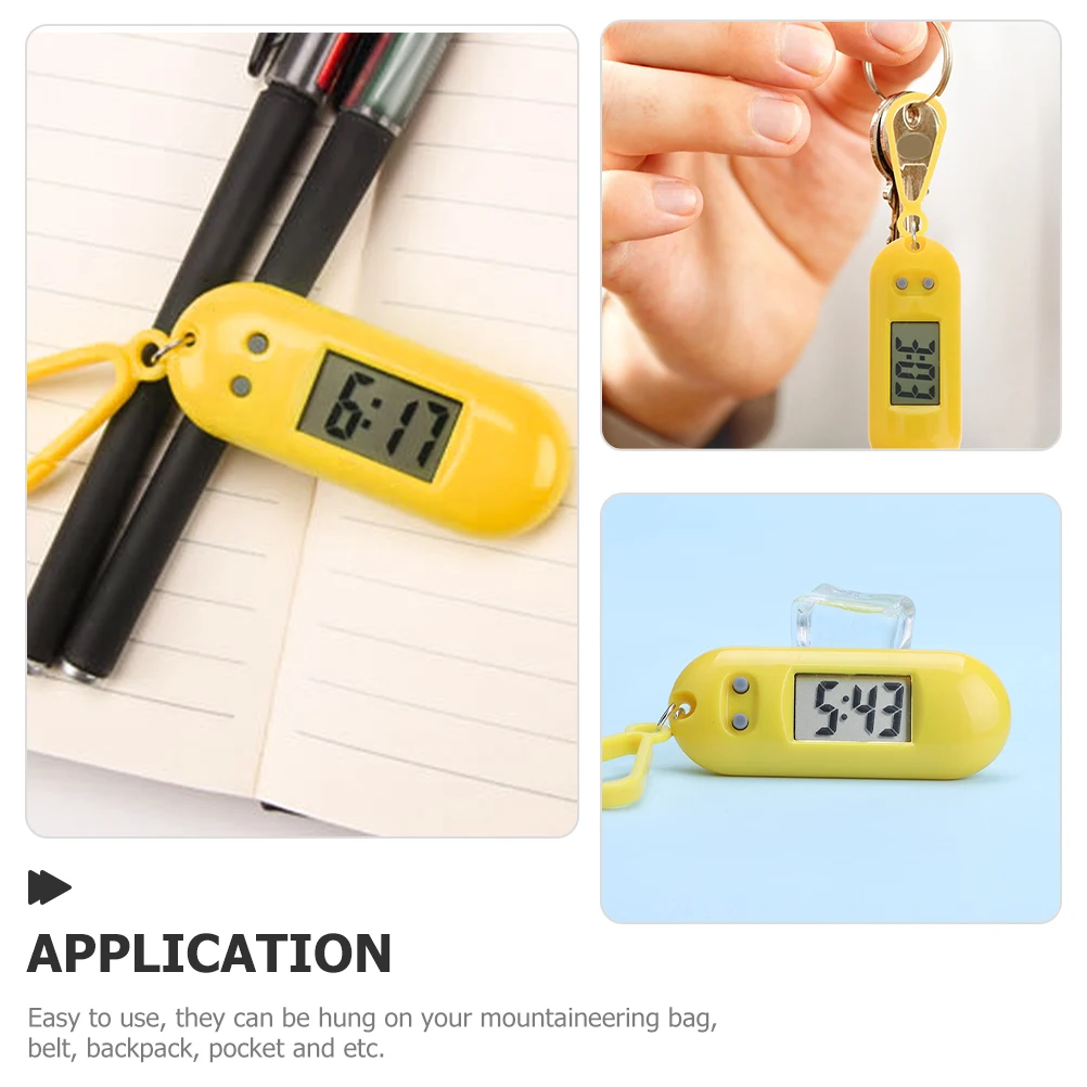 

2Pcs Yellow Electronic Hanging Watches for Students Keychain Clip on Exam Small Lightweight Practical Plastic