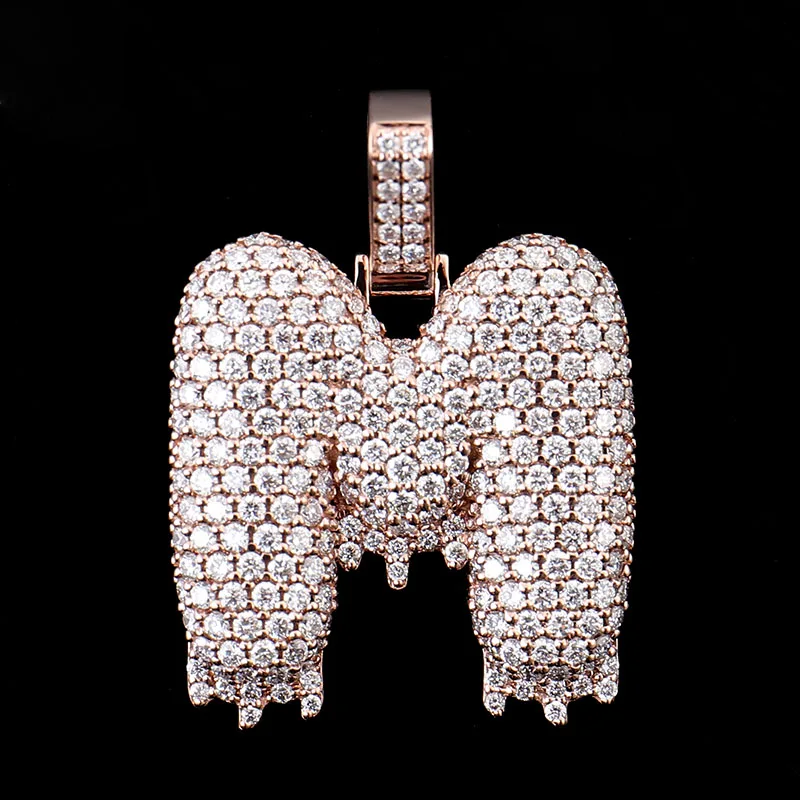 

Provence 10K Rose Gold M Letter Hip Hop Pendant DEF VVS Ice Out Moissanite Diamonds For Men Customize Letter Pendant Anniversary