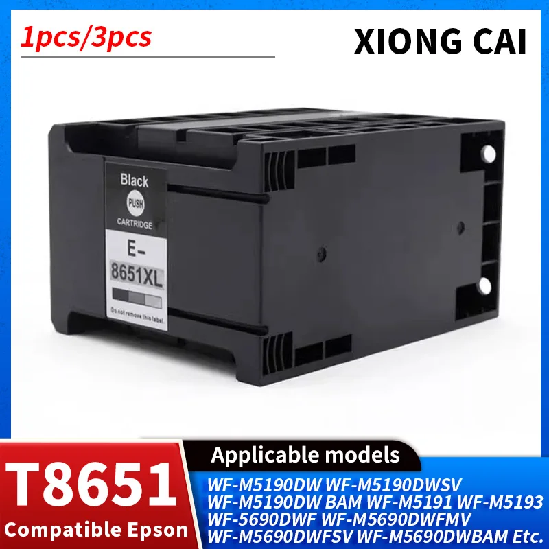 1Pc/2pcs/3pcs Compatible ink Cartridge T8651 T8651XL Pigment ink for EPSON WorkForce Pro WF-M5191 WF-M5190 WF-M5690