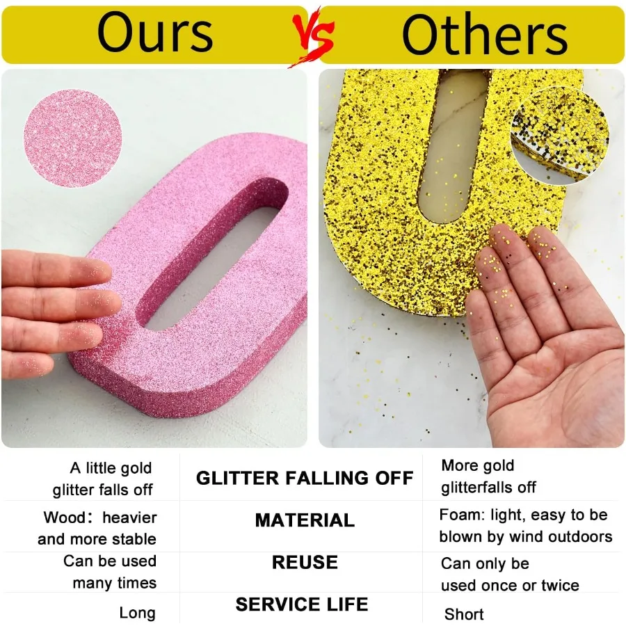 7.8 بوصة بريق وردي رقم 1 قطعة مركزية للطاولة الخشبية زينة حفلات أعياد الميلاد الوردية رقم 1 للتخرج في عيد الميلاد والعام الجديد