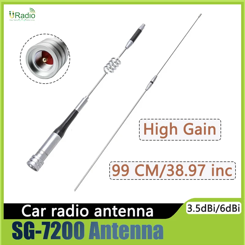 

SG-7200 Mobile Dua lBand Antenna UHF/VHF 6.0dBi High Gain 5M Clip Mount RB400 Cable 9CMMagnetic Base For Car Mobile Radio BJ-380