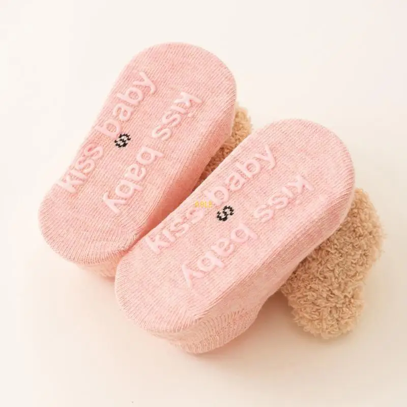 

Pair Cotton Socks with Not Slip Grip Bear Pattern Baby Floor Socks for Boy Girls