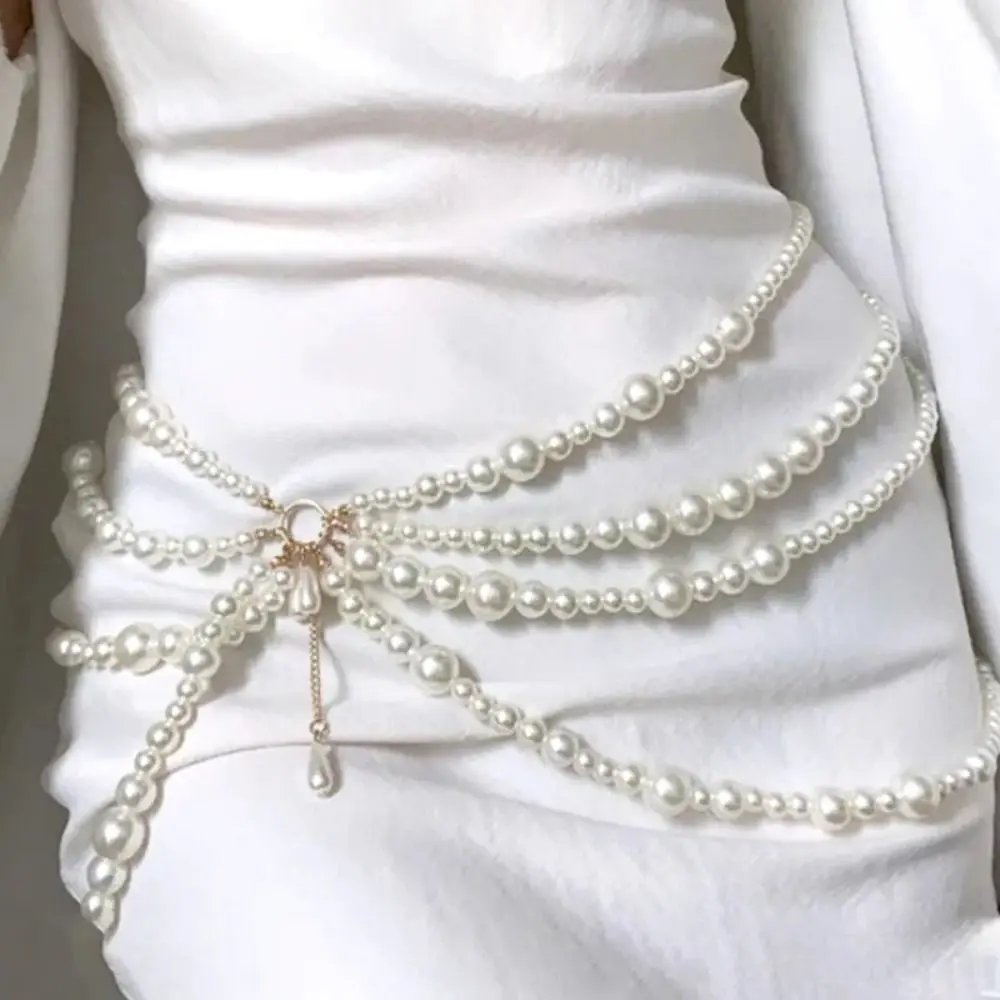 

Fashion Y2K Waist Chain Multilayer Pearl Character Playing Body Jewelry Tassel Body Accessories Women