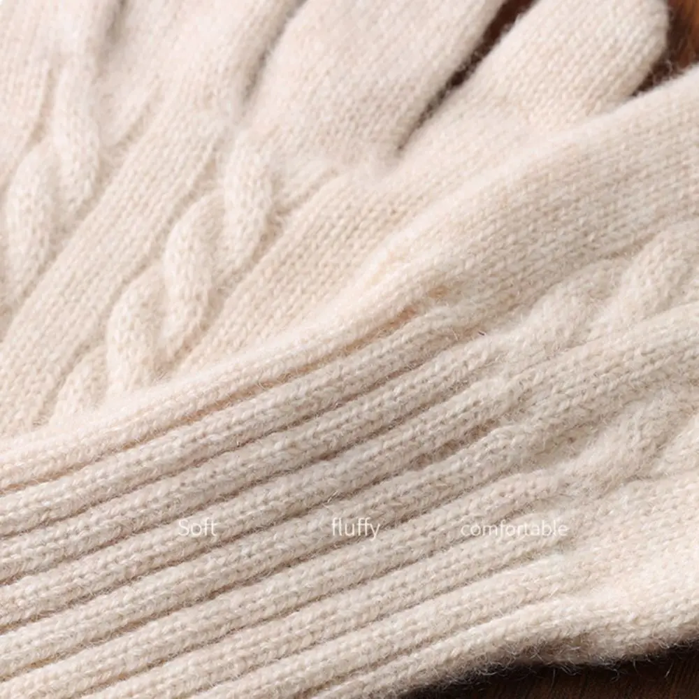 Comfortable Solid Color Cashmere Gloves Long Wrist Touchscreen Wool Knitted Gloves Cold Protection Winter Warm Gloves Driving
