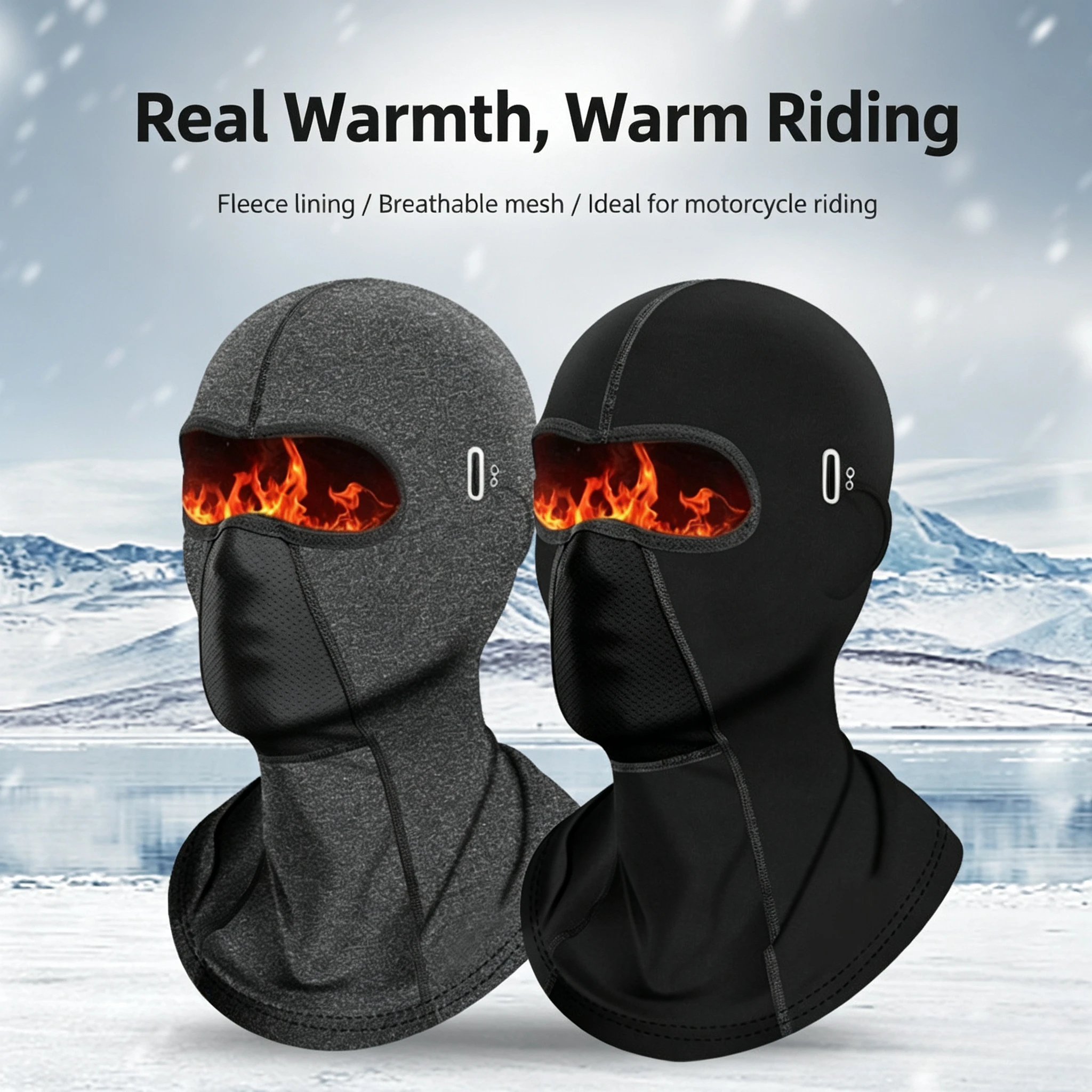 Fleece Warm Balaclava Windproof Neck Gaiter, Cold Resistant Face Cover for Motorcycle, Skiing and Mountain Cycling