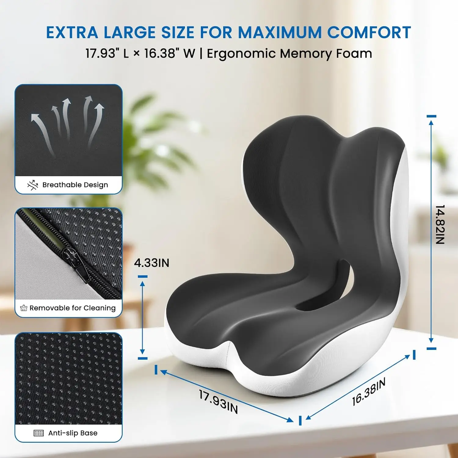 Seat Cushion, Memory Foam One-piece Cushion Office Cushion Hip Beautification Spine Relief And Waist Support Cushion