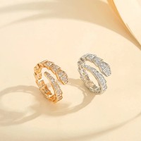 Elegant Snake Bone Ring for Women Luxury Design Diamond Embedded Fashion Creative High-End Feeling Jewelry Ring