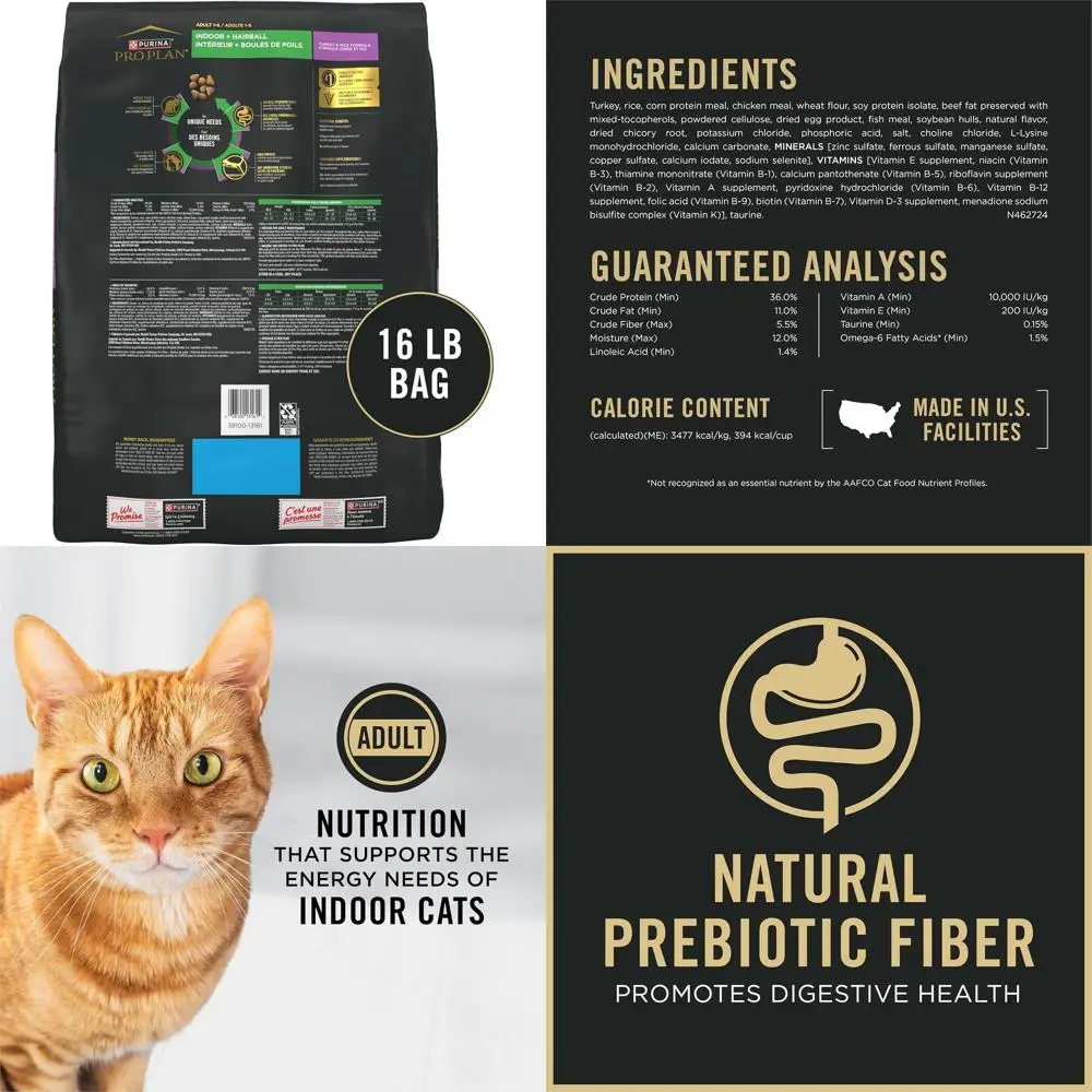 

Indoor Cat Care: 16 lbs Turkey & Rice Hairball Formula