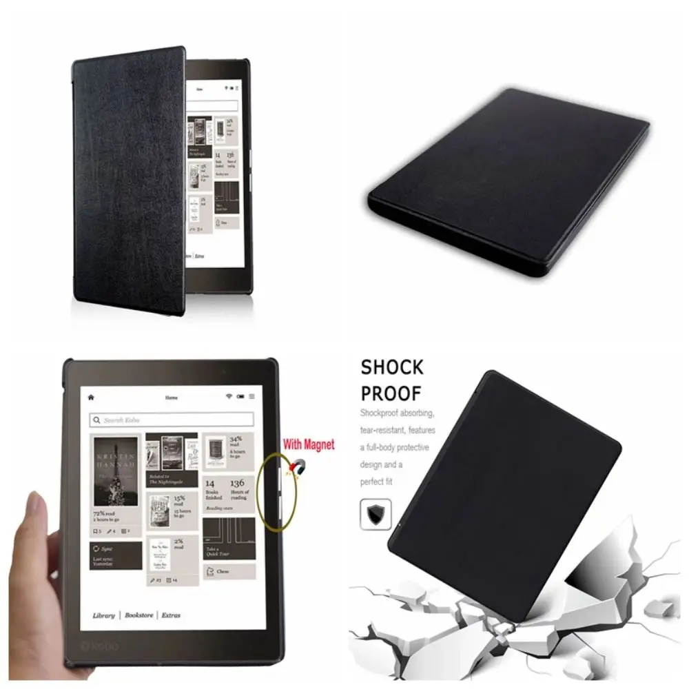 Auto Sleep/Wake 6 inch E-Reader Case Shockproof Scratch-proof Folio Cover Anti-fall Leather for Kobo Aura Edition 2