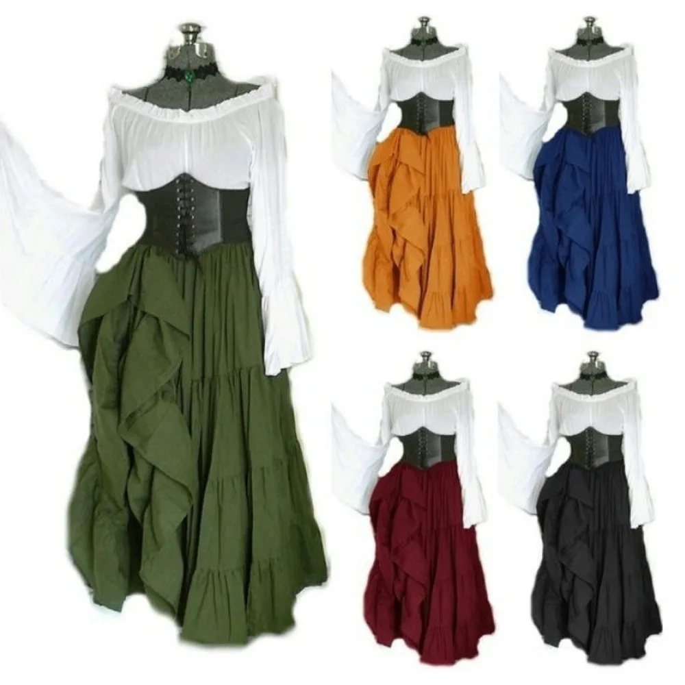 Medieval Style Long Dress Cosplay Costumes for Banquet Dress Up Renaissance Dress