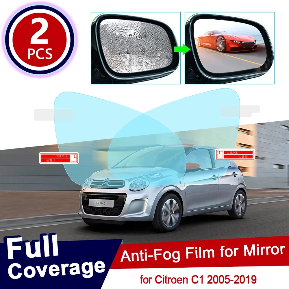 Full Cover Anti Fog Film For Citroen C1 2005~2019 MK1 MK2 Rearview Mirror Rainproof Anti-Fog Films Car Stickers Accessories