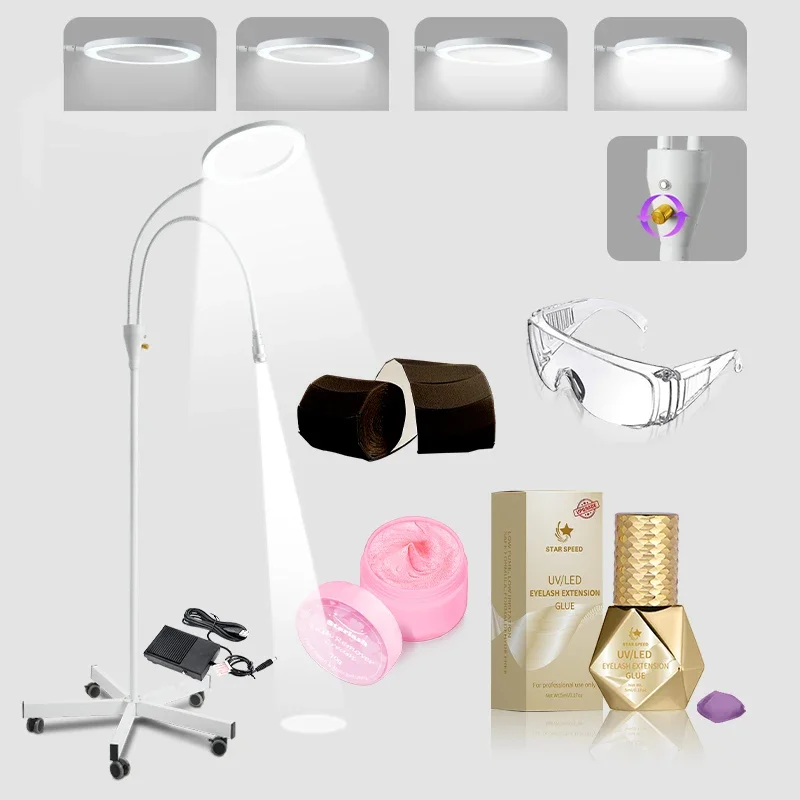 White Light Source Lash UV Lamp Curing Uv Lash Glue Alcohol Free Waterproof Fast Dry Goggle Eye Patches Foot Switch LED Grafting