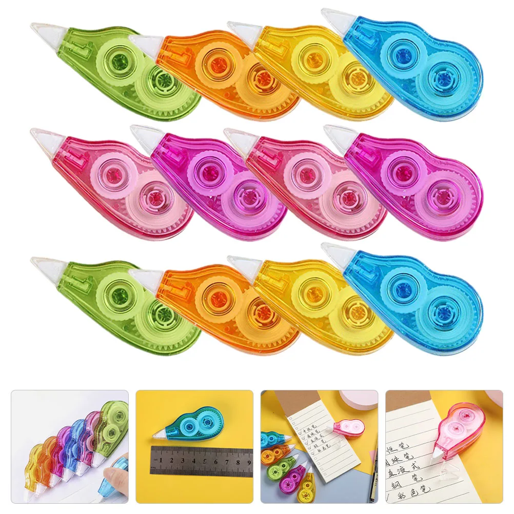 Cinta de corrección portátil para el hogar, Corrector Kawaii de color blanco, regalo promocional, papelería, premio para Estudiantes, escuela y oficina, 12M, 12 piezas