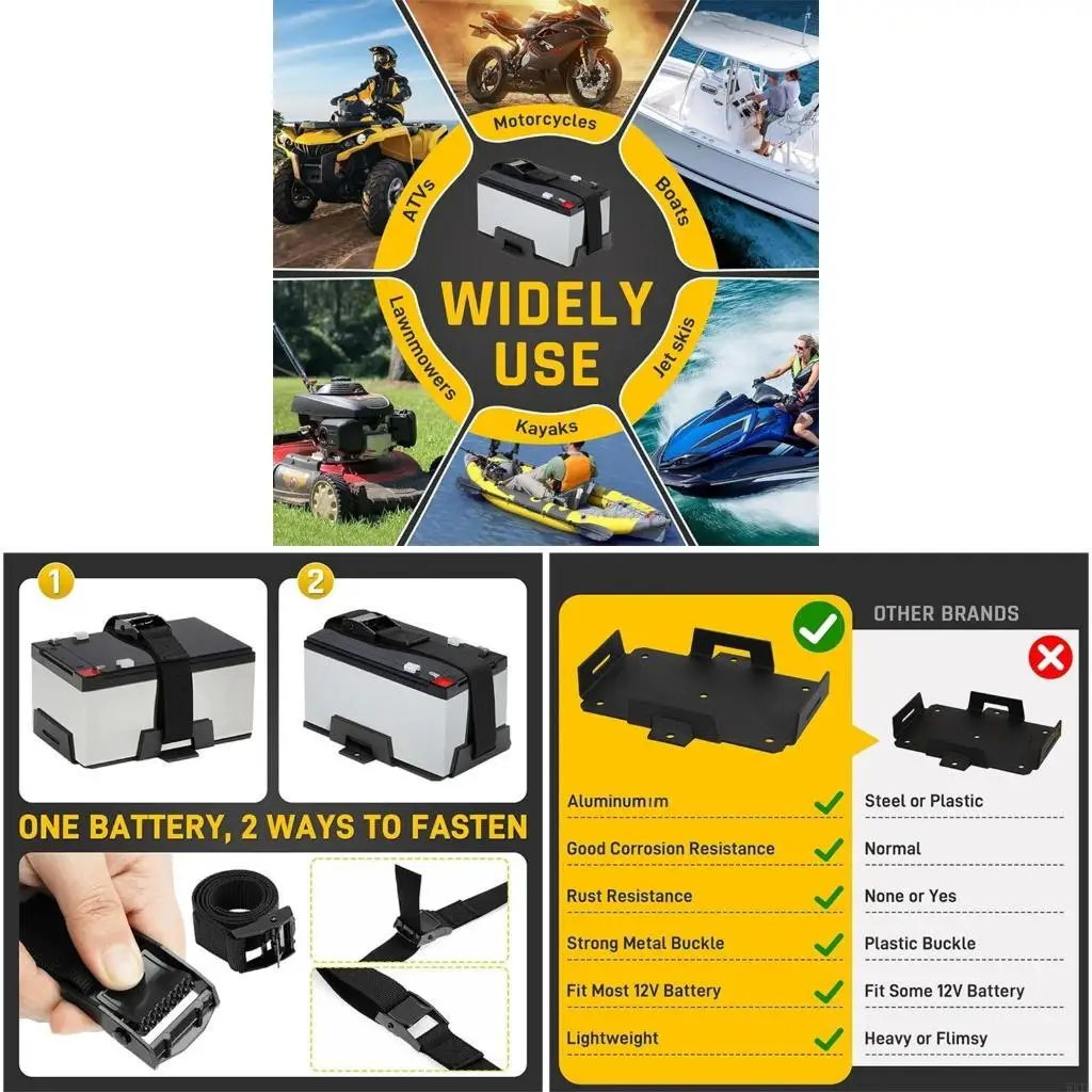 

Совместимые с регулируемыми держателями аккумулятора 12V 6AH-15AH 6V 7AH-12AH Батареи Идеально подходит для морских работ в