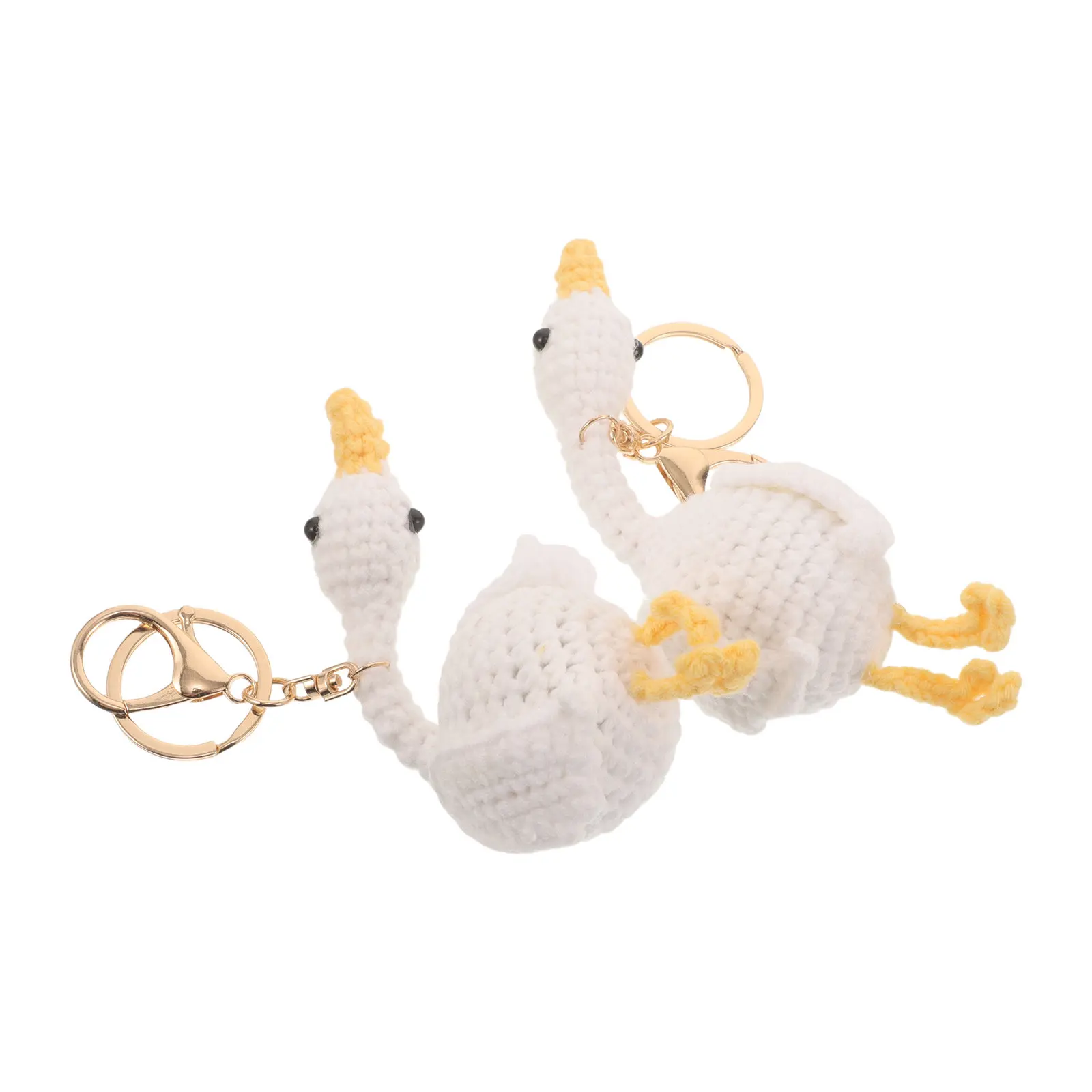 2Pcs Hand-Crocheted Keychain Funny Goose Knitted Key Ring Silly Goose Purse Backpack Charm Retirement Gift Classroom Reward