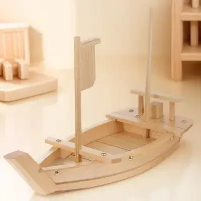 

1pc Sushi Boat 50cm Wooden Sushi Serving Tray White Wood Large Size Serving Platter Restaurant Home Party Kitchen Bar Utensils