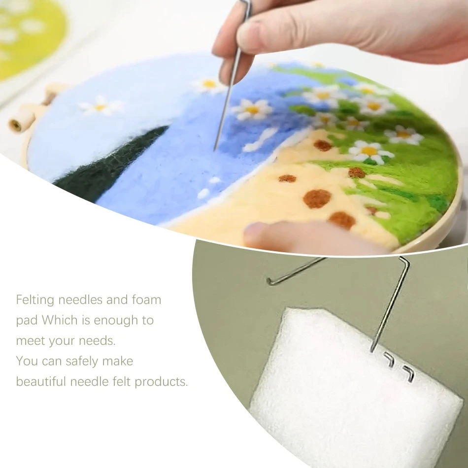 SDOYUNO Landsacpe Flower Felt Painting Funny Wool Needle Felt Kit Needlework Wool Needle Painting For Adult Beginner DIY Gift