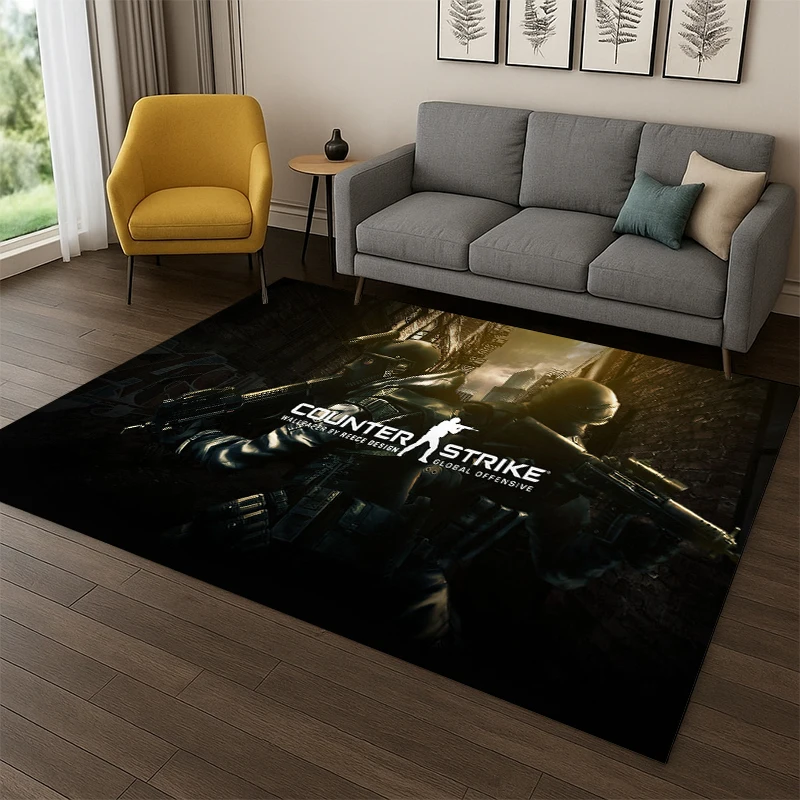 Counter Strike CS GO Game Gamer Carpet Rug for Bedroom Living Room Sofa Playroom Doormat Home Decor,Kid play Area Rug Non-slip