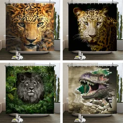 High Quality leopard Printed Fabric Shower Curtains Panther Animal Bath Screen Waterproof Products Bathroom Decor With 12 Hooks