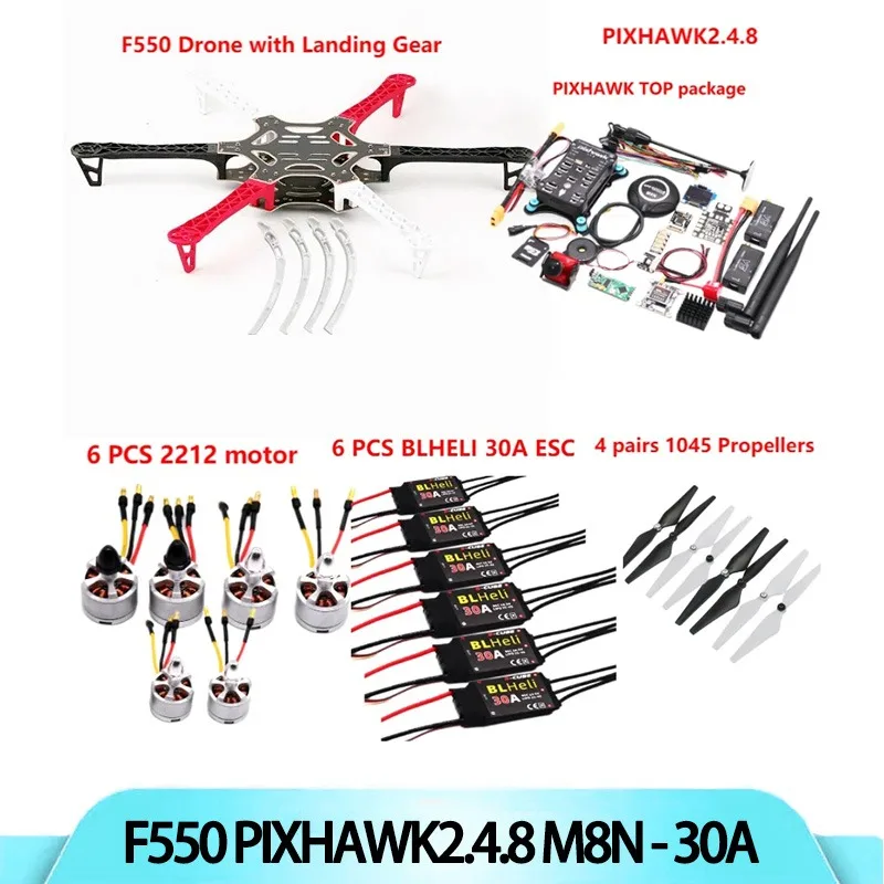 

Fiber 550 Hexa Frame Kit PIXHAWK2.4.8 Flight Control Carbon Ardupilot Radio Telemetry Quadcopter BLHELI 30A 2212 Motor ESC